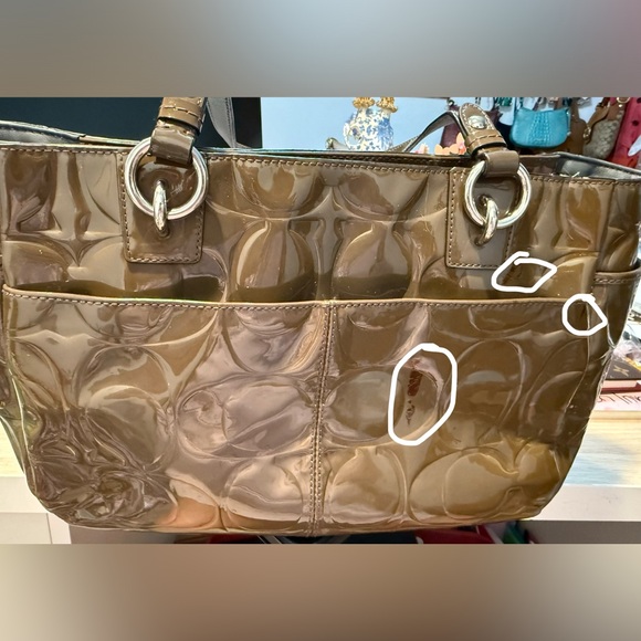 Coach Olive Green Patent Leather‎ Shoulder Bag Silver Hardware - Picture 8 of 8